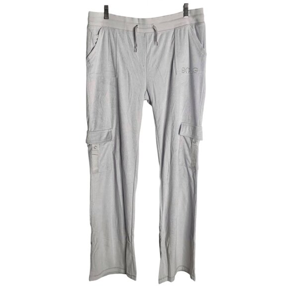 BCBGMaxAzria Pants - •SOLD•BCBGMAXAZRIA Silver Embellished Terry Cloth Wide Leg Track Pants NWT XL